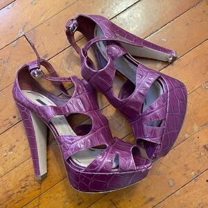 Miu Miu Purple Croc-Embossed Heels
